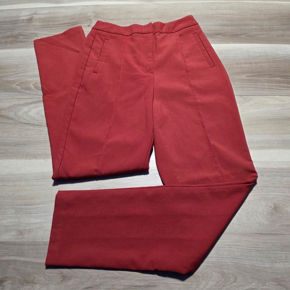 Lulus Dress Pant Women XS Red High Waisted Pintuck Straight Leg Trouser Business